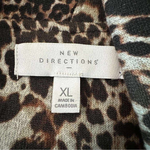 Set Of 2 New Directions Womens XL Leopard Print Draped Cowl Neck 3/4 Long Sleeve - Picture 4 of 14